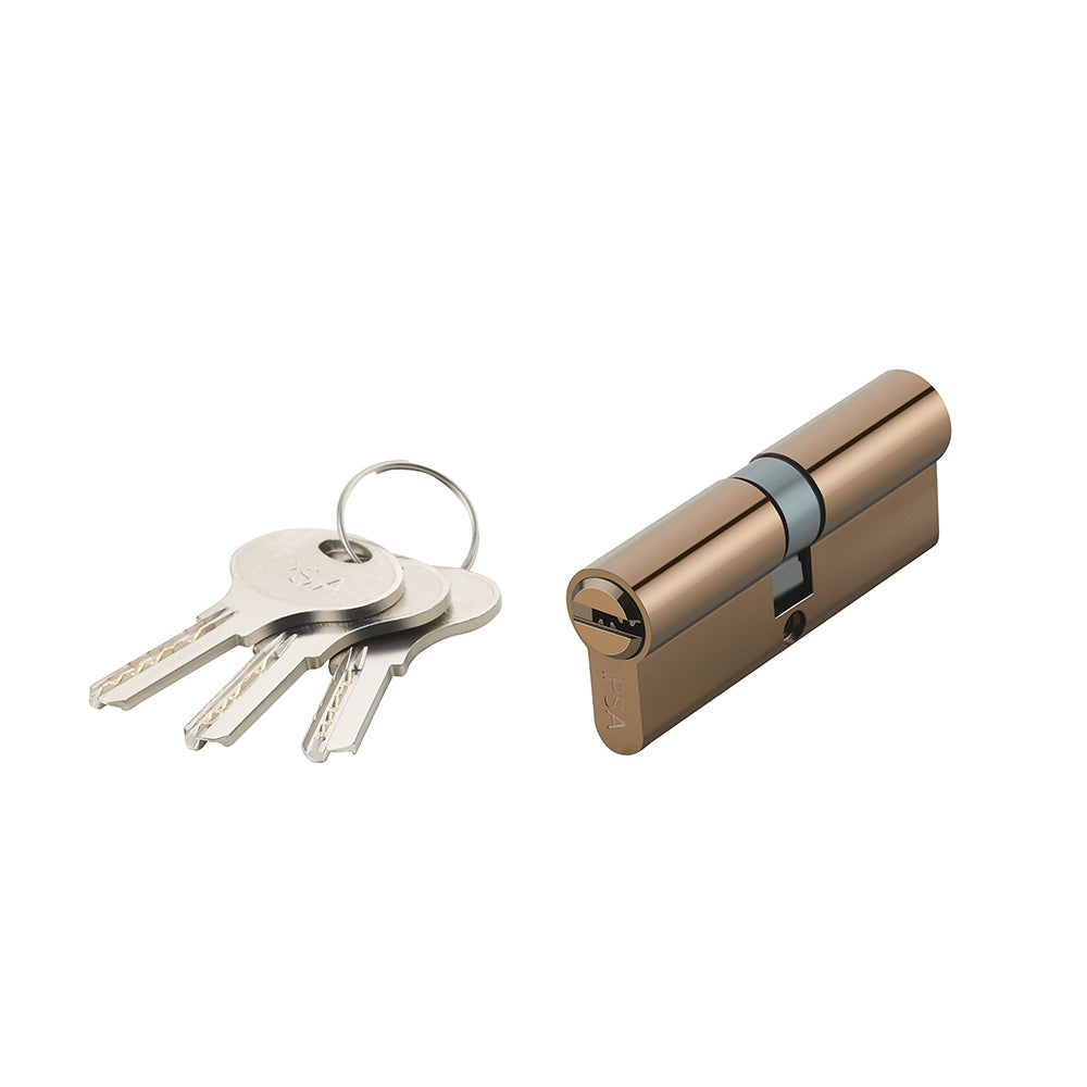 IPSA Euro Cylinder Lock Computer Key Both Side Key 80mm Lock for Home, Office and Apartment Doors | Door Thickness 50-58 mm Rose Gold Finish